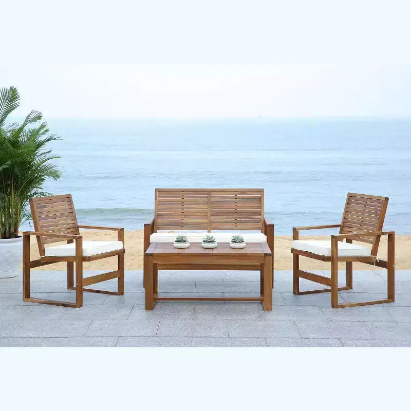 Ozark 4 Piece Patio Set - Indoor/Outdoor - FOX6007 - Safavieh Couture