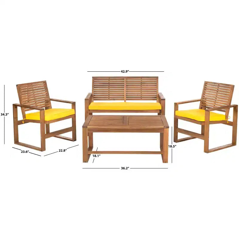 Ozark 4 Piece Patio Set - Indoor/Outdoor - FOX6007 - Safavieh Couture