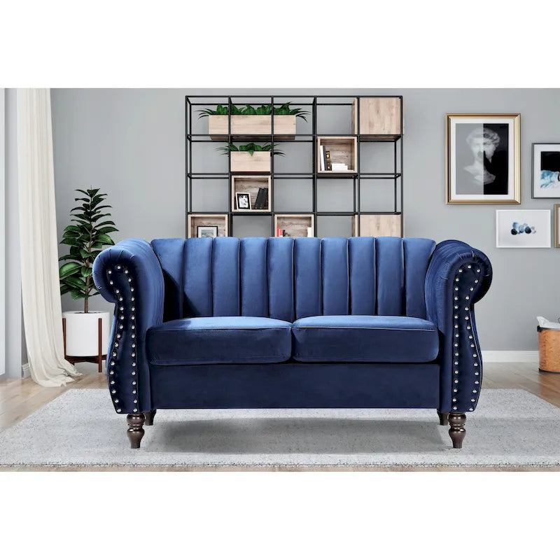 Samt Chesterfield Sofa mit Rollarmlehnen
