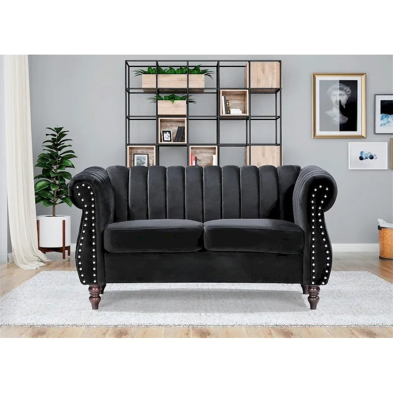 Samt Chesterfield Sofa mit Rollarmlehnen