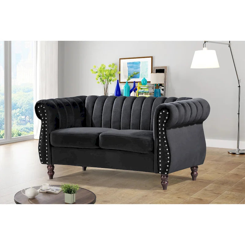 Samt Chesterfield Sofa mit Rollarmlehnen