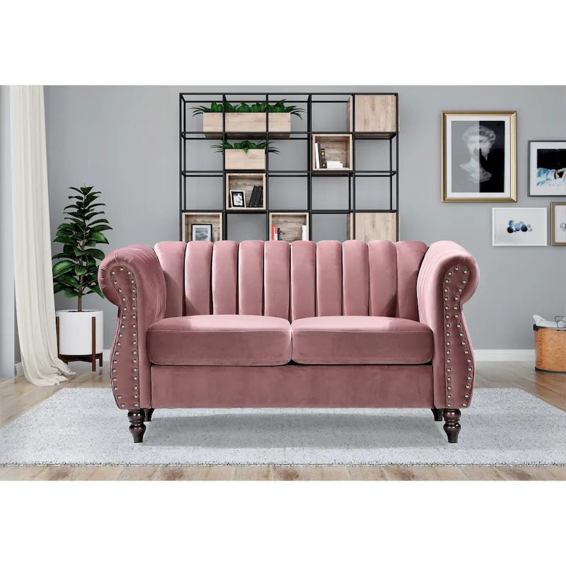 Samt Chesterfield Sofa mit Rollarmlehnen