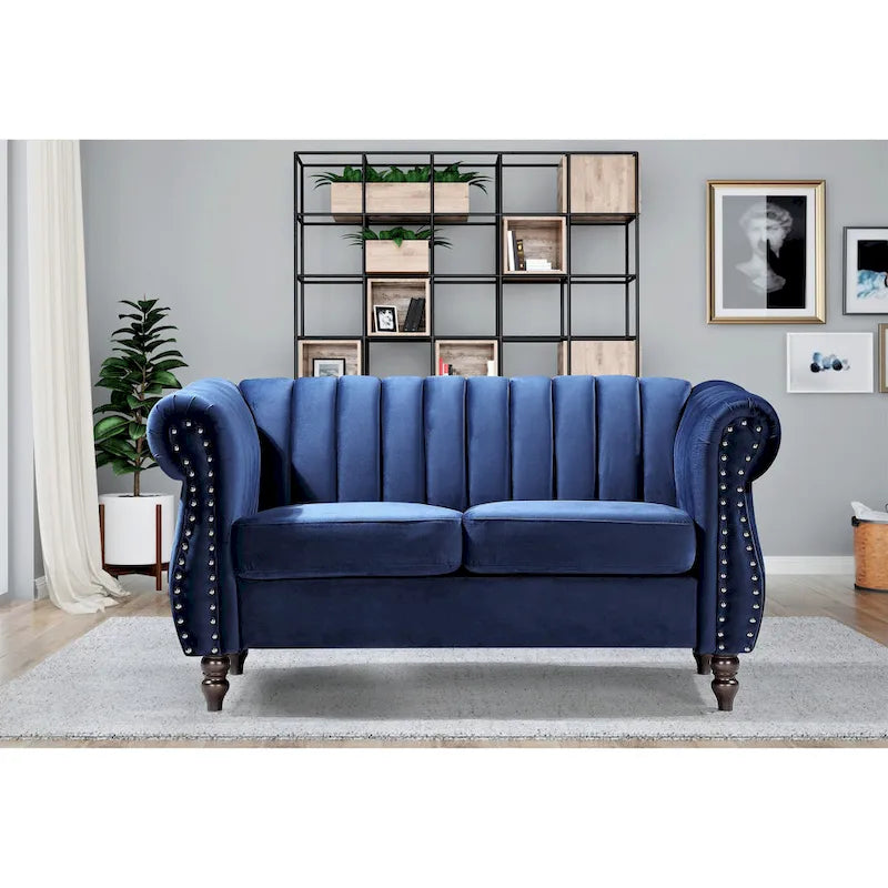 Samt Chesterfield Sofa mit Rollarmlehnen