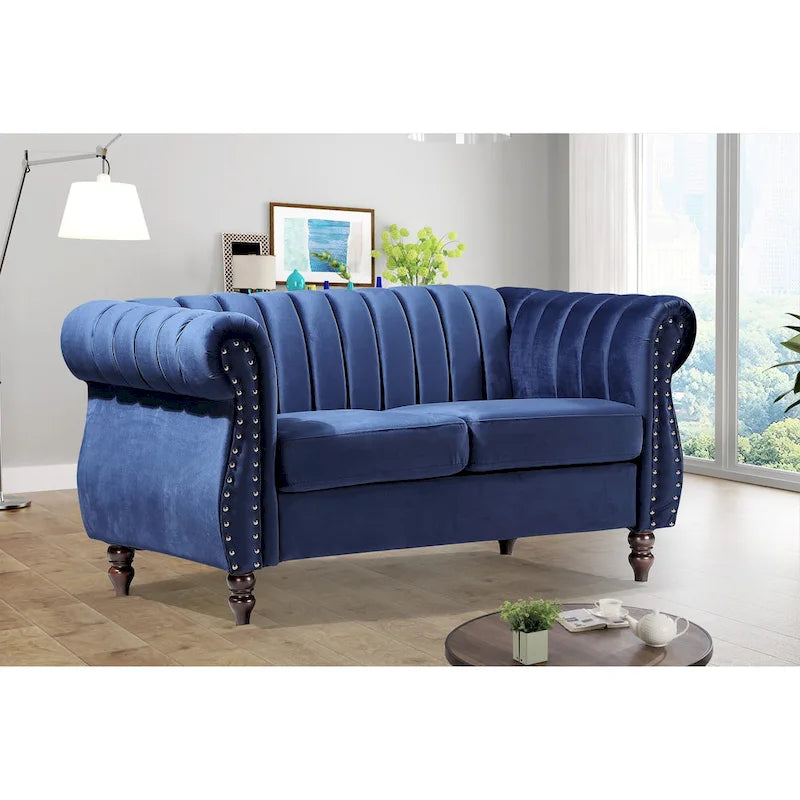 Samt Chesterfield Sofa mit Rollarmlehnen