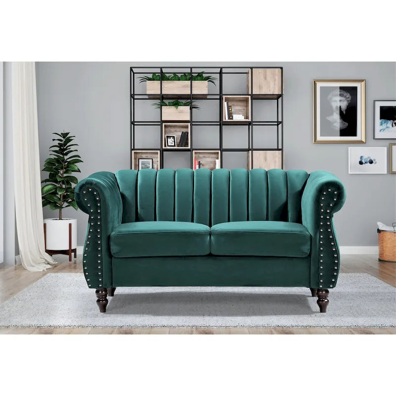 Samt Chesterfield Sofa mit Rollarmlehnen