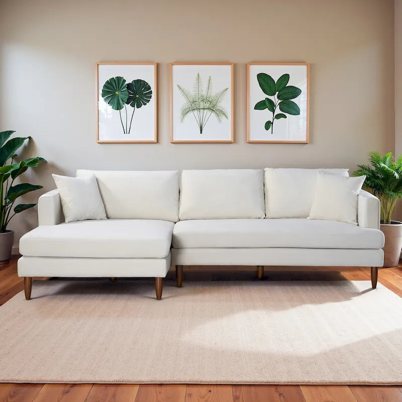 Mid-Century Modern L-förmiges Samt-Sofa mit Kissenrücken