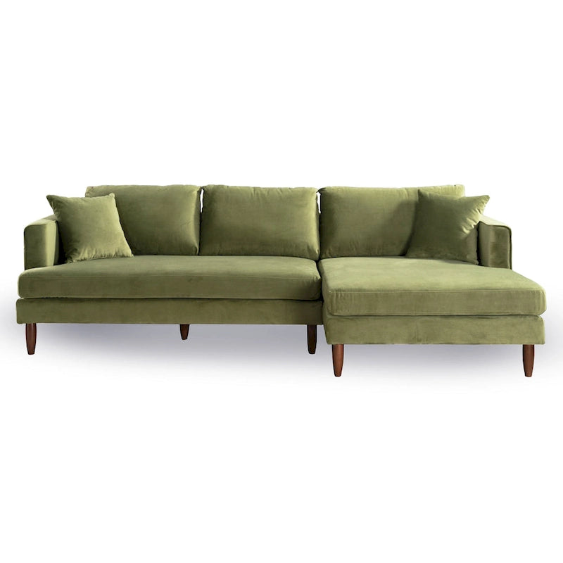 Mid-Century Modern L-förmiges Samt-Sofa mit Kissenrücken