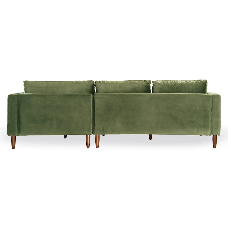Mid-Century Modern L-förmiges Samt-Sofa mit Kissenrücken