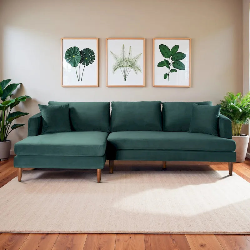 Mid-Century Modern L-förmiges Samt-Sofa mit Kissenrücken