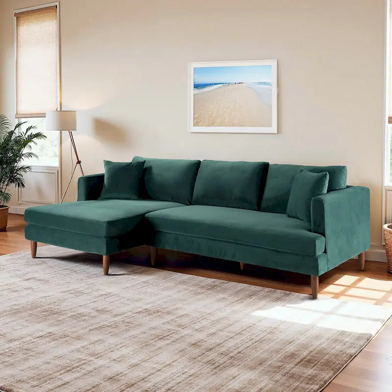 Mid-Century Modern L-förmiges Samt-Sofa mit Kissenrücken