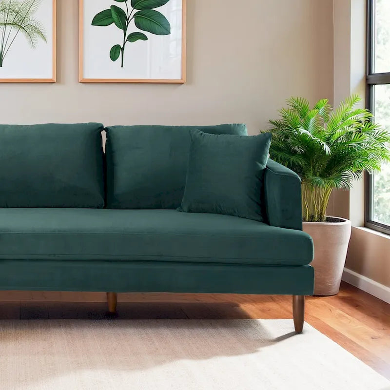 Mid-Century Modern L-förmiges Samt-Sofa mit Kissenrücken