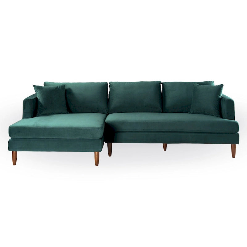 Mid-Century Modern L-förmiges Samt-Sofa mit Kissenrücken