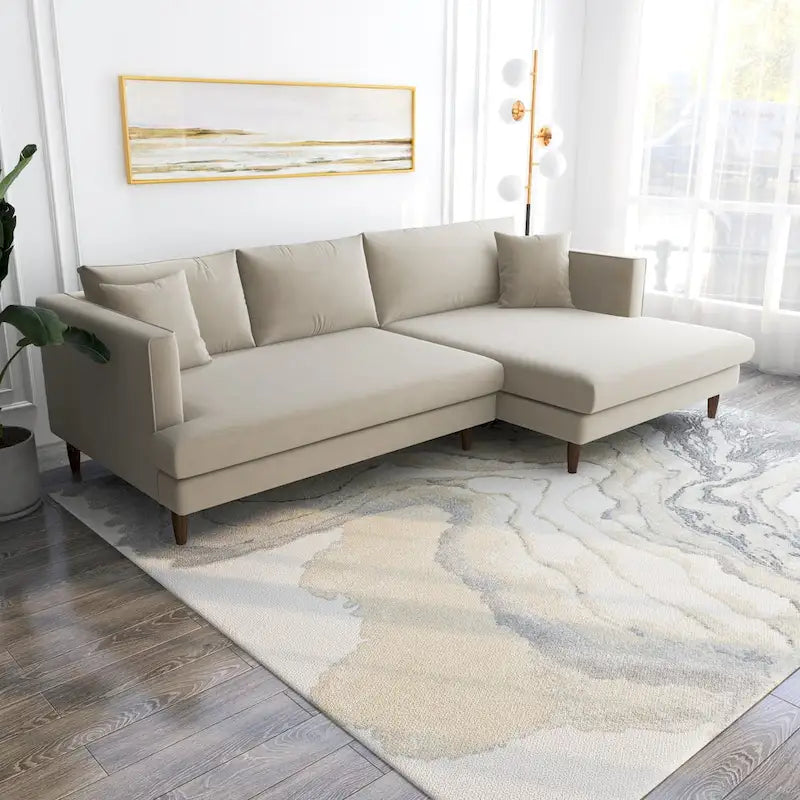 Mid-Century Modern L-förmiges Samt-Sofa mit Kissenrücken