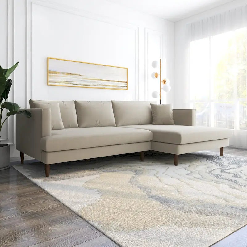 Mid-Century Modern L-förmiges Samt-Sofa mit Kissenrücken