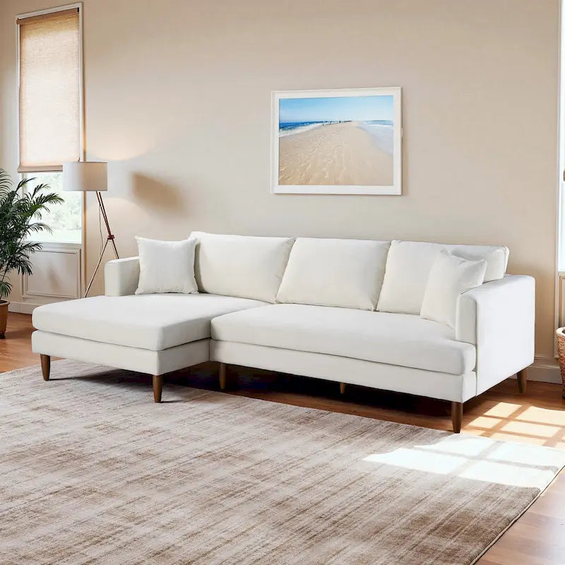 Mid-Century Modern L-förmiges Samt-Sofa mit Kissenrücken