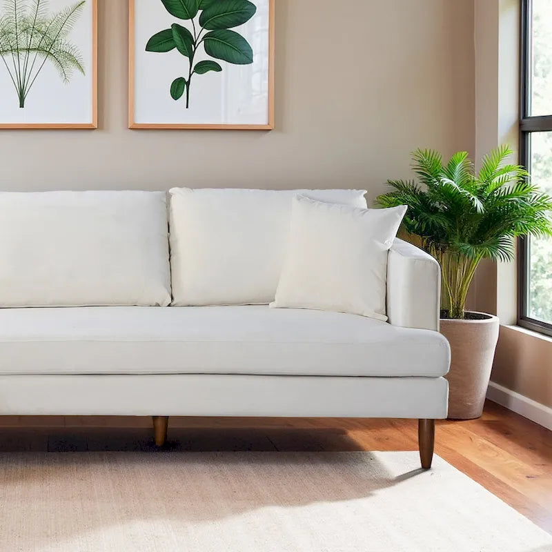 Mid-Century Modern L-förmiges Samt-Sofa mit Kissenrücken