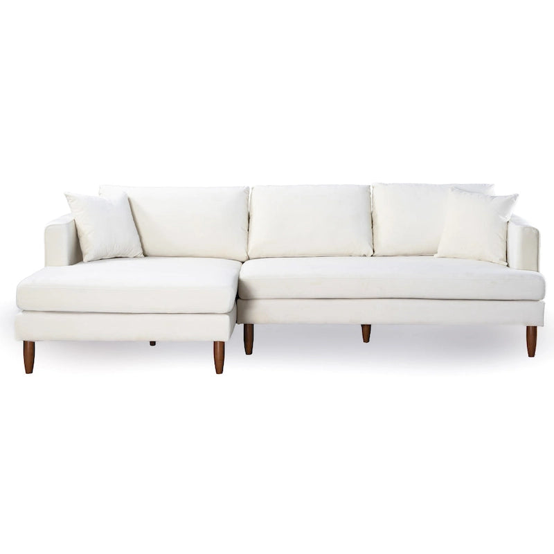 Mid-Century Modern L-förmiges Samt-Sofa mit Kissenrücken