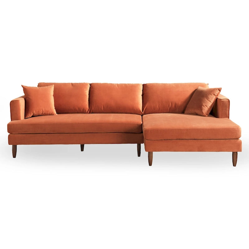 Mid-Century Modern L-förmiges Samt-Sofa mit Kissenrücken