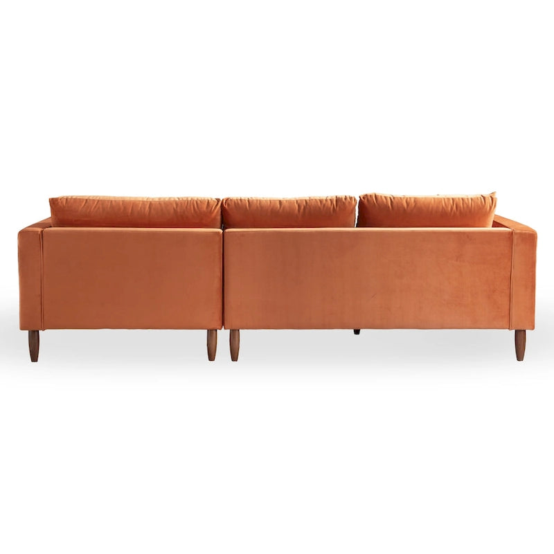 Mid-Century Modern L-förmiges Samt-Sofa mit Kissenrücken
