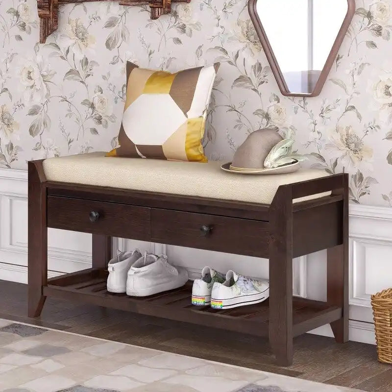 Flurbank mit Schuhregal, 2 Schubladen und offenem Fach