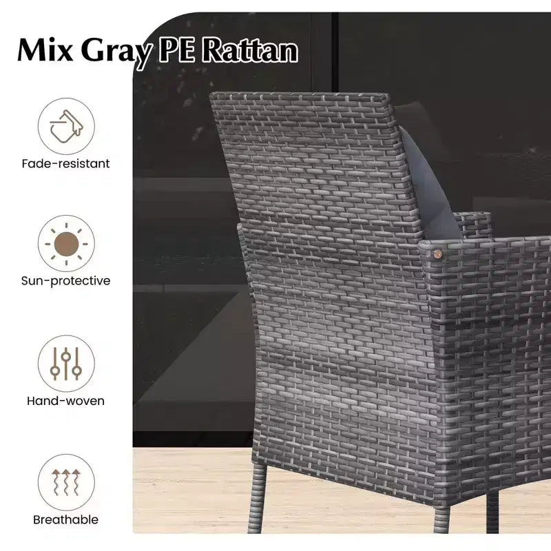 Costway 3 PCS Patio Furniture Set with Cushioned Patio Chairs & Tempered Glass Coffee Table Grey/Navy/White/Black