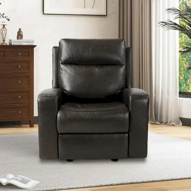 37 Zoll Top-Grain-Leder Power-Gleiter-Liegesessel mit USB-Ladefunktion und verstellbarer Kopfstütze