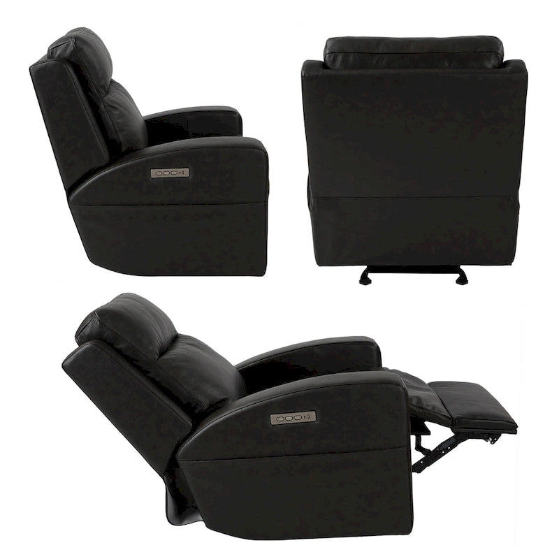 37 Zoll Top-Grain-Leder Power-Gleiter-Liegesessel mit USB-Ladefunktion und verstellbarer Kopfstütze