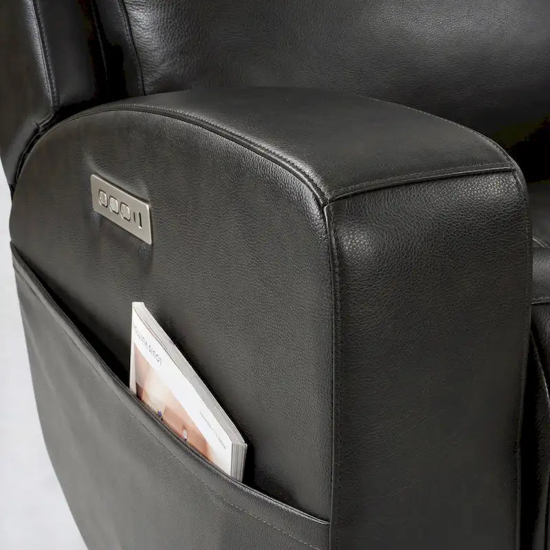 37 Zoll Top-Grain-Leder Power-Gleiter-Liegesessel mit USB-Ladefunktion und verstellbarer Kopfstütze