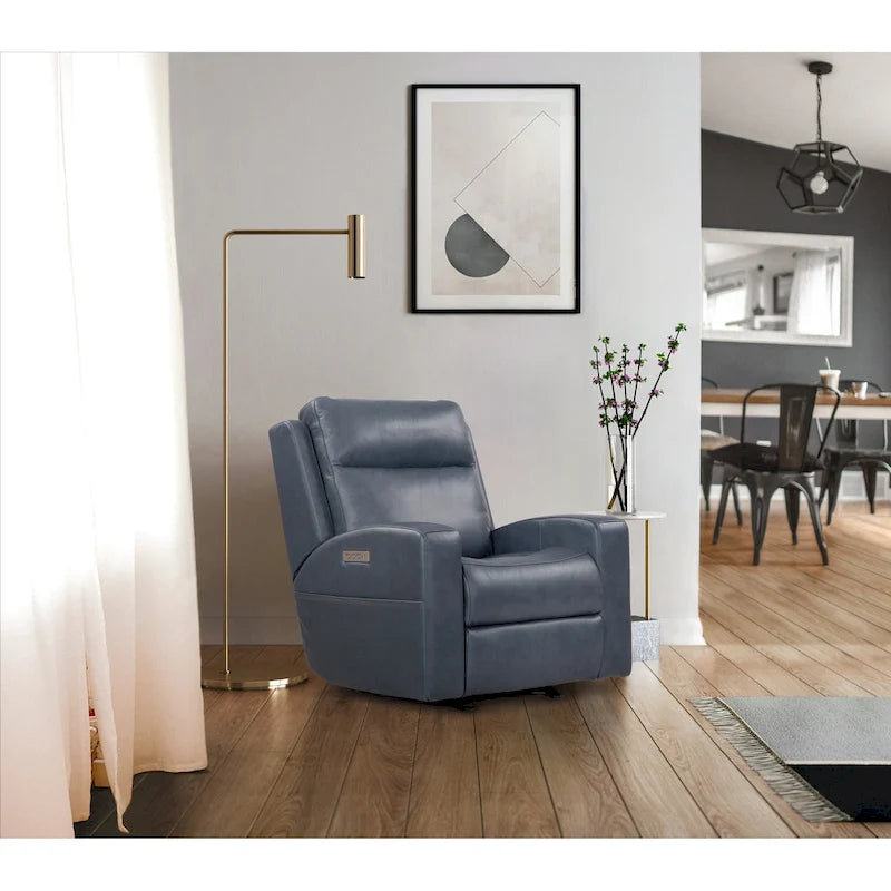 37 Zoll Top-Grain-Leder Power-Gleiter-Liegesessel mit USB-Ladefunktion und verstellbarer Kopfstütze