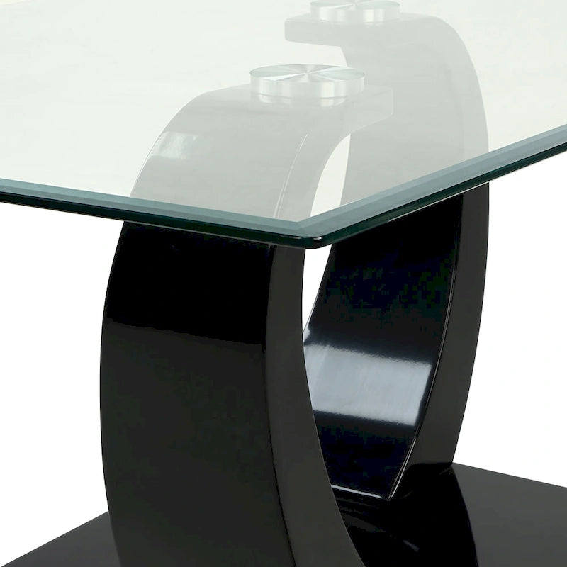 Moderner Couchtisch mit 50-Zoll-Glasplatte und Doppelsockel