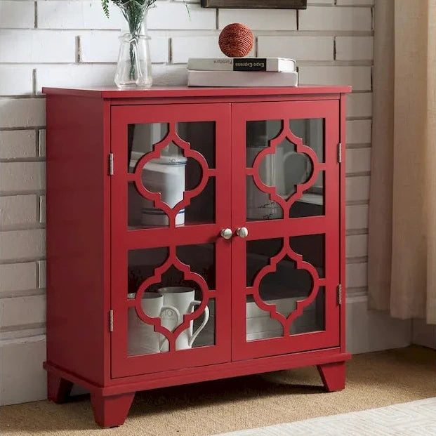 Copper Grove Lunaria Red Finish Wood Door Console Table