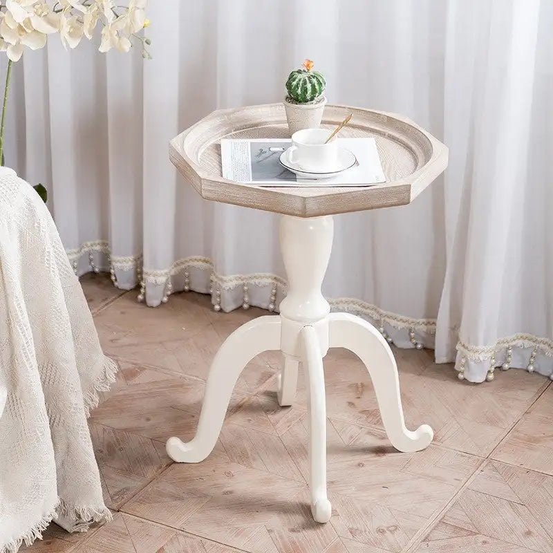 24,6 Zoll großer achteckiger Beistelltisch im rustikalen Farmhouse-Stil mit Tablettplatte