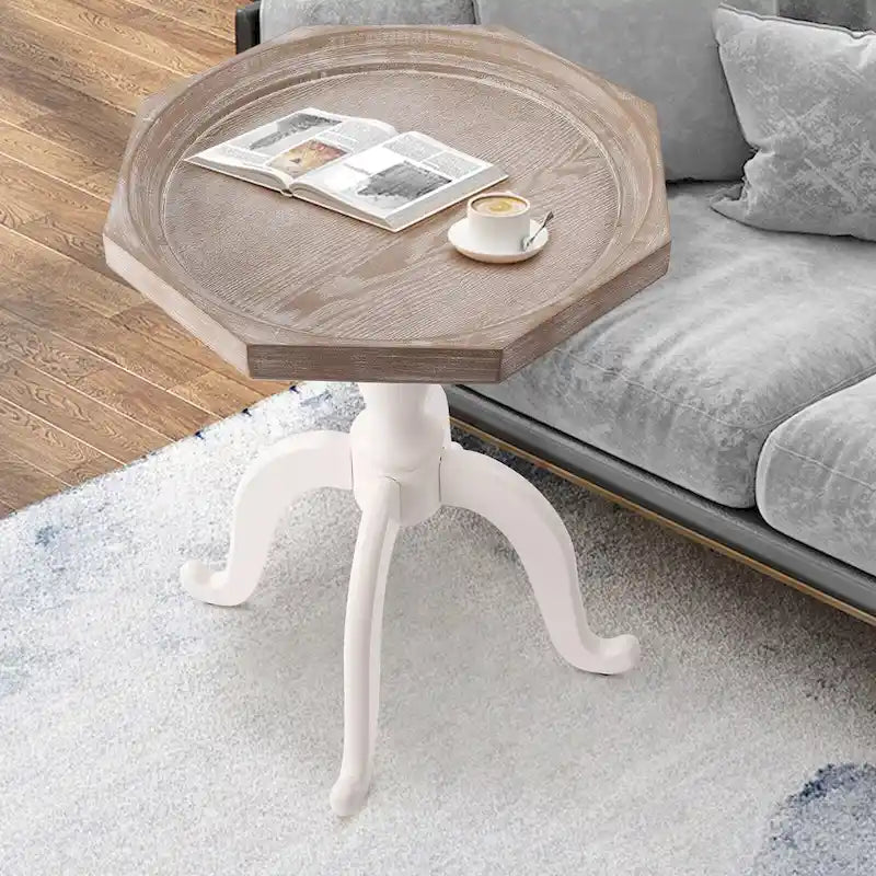 24,6 Zoll großer achteckiger Beistelltisch im rustikalen Farmhouse-Stil mit Tablettplatte