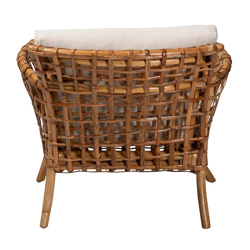 Moderner böhmischer Armlehnstuhl aus naturfarbenem Rattan