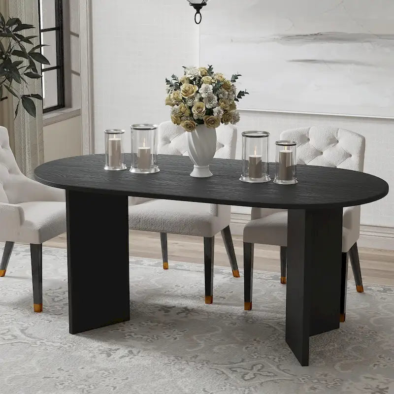 Nordischer Esstisch aus Massivholz, oval, für 6 Personen