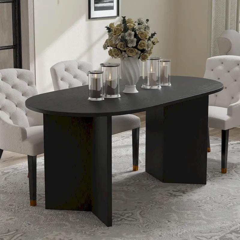 Nordischer Esstisch aus Massivholz, oval, für 6 Personen