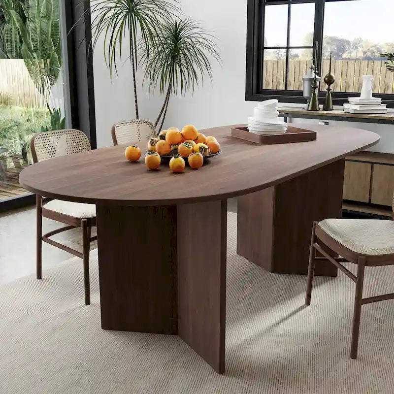Nordischer Esstisch aus Massivholz, oval, für 6 Personen