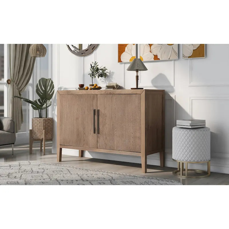 2-türiger Holzschrank mit verstellbarem Regal und Eichenholzbeinen