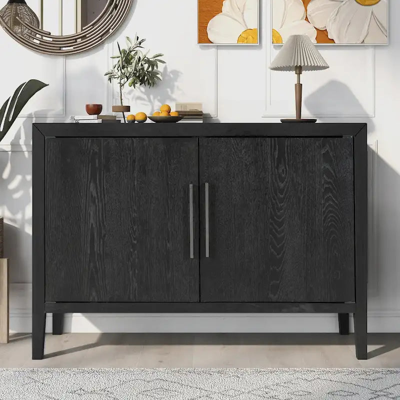 2-türiger Holzschrank mit verstellbarem Regal und Eichenholzbeinen