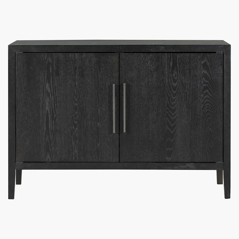 2-türiger Holzschrank mit verstellbarem Regal und Eichenholzbeinen