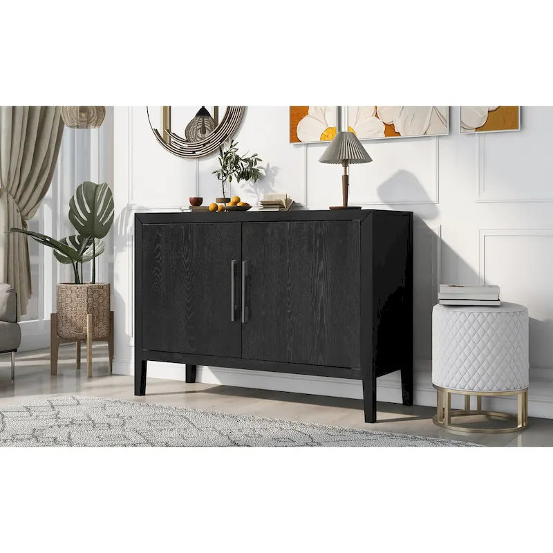 2-türiger Holzschrank mit verstellbarem Regal und Eichenholzbeinen