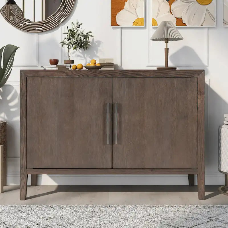2-türiger Holzschrank mit verstellbarem Regal und Eichenholzbeinen