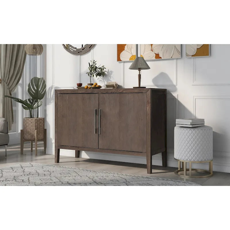 2-türiger Holzschrank mit verstellbarem Regal und Eichenholzbeinen