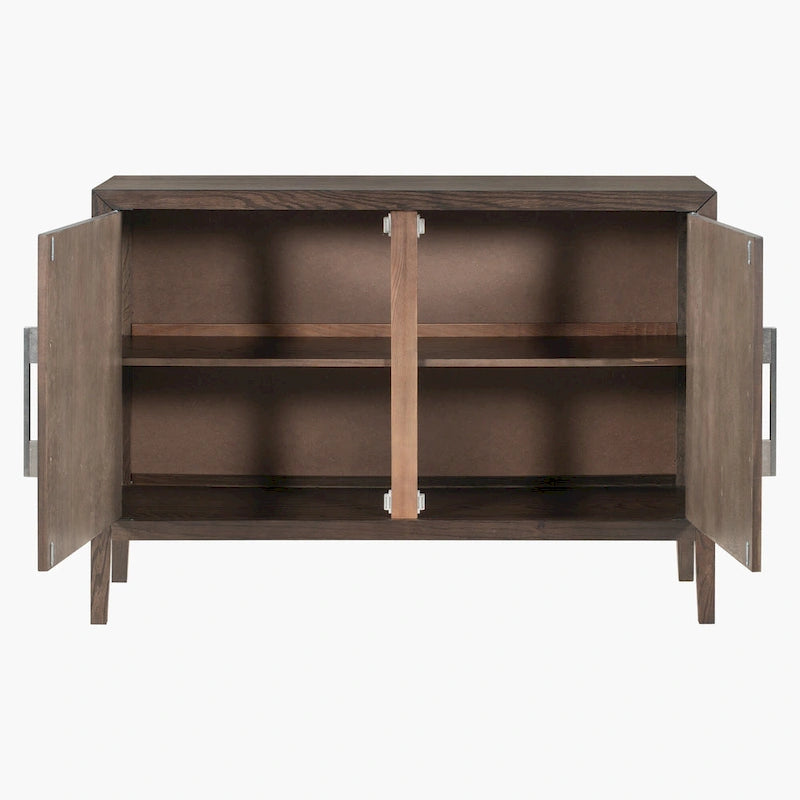 2-türiger Holzschrank mit verstellbarem Regal und Eichenholzbeinen