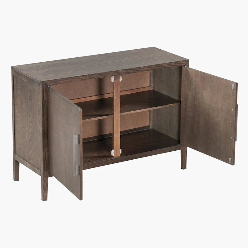2-türiger Holzschrank mit verstellbarem Regal und Eichenholzbeinen