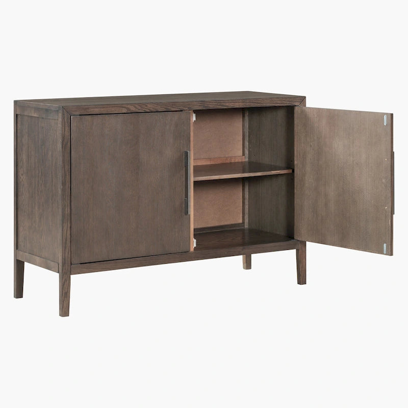 2-türiger Holzschrank mit verstellbarem Regal und Eichenholzbeinen