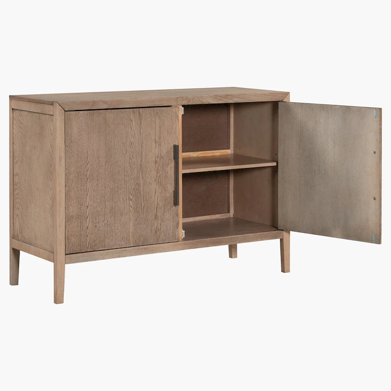 2-türiger Holzschrank mit verstellbarem Regal und Eichenholzbeinen