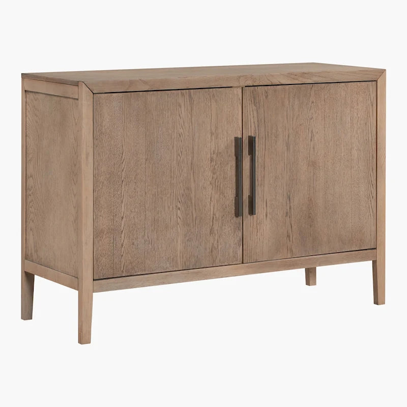2-türiger Holzschrank mit verstellbarem Regal und Eichenholzbeinen