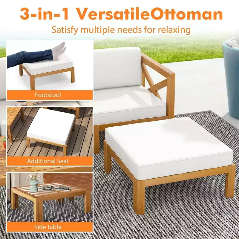 Costway 5 PCS Outdoor Conversation Furniture Set with 3 Chairs 1 Ottoman 1 Coffee Table