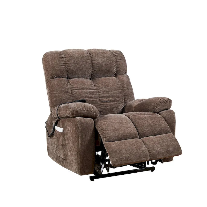 Elektrischer Relaxsessel mit Aufstehhilfe, 2 Motoren, Massage & Heizung, 3 Positionen, 2 Seitentaschen, USB-Ladefunktion
